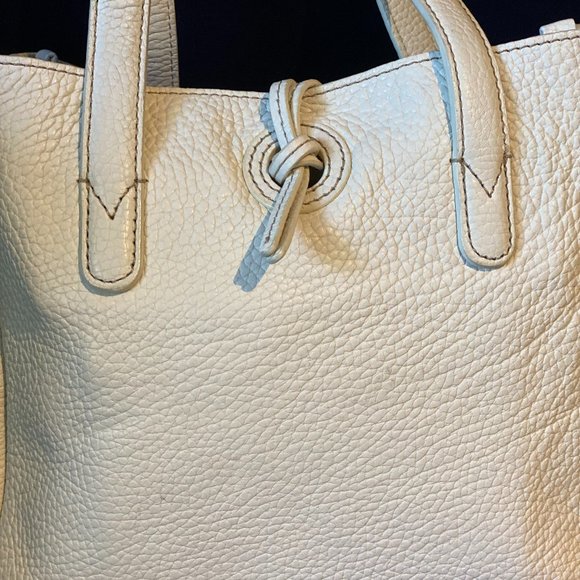 Vintage J.Crew White Pebbled Leather Hobo/Tote Bag - Picture 6 of 12